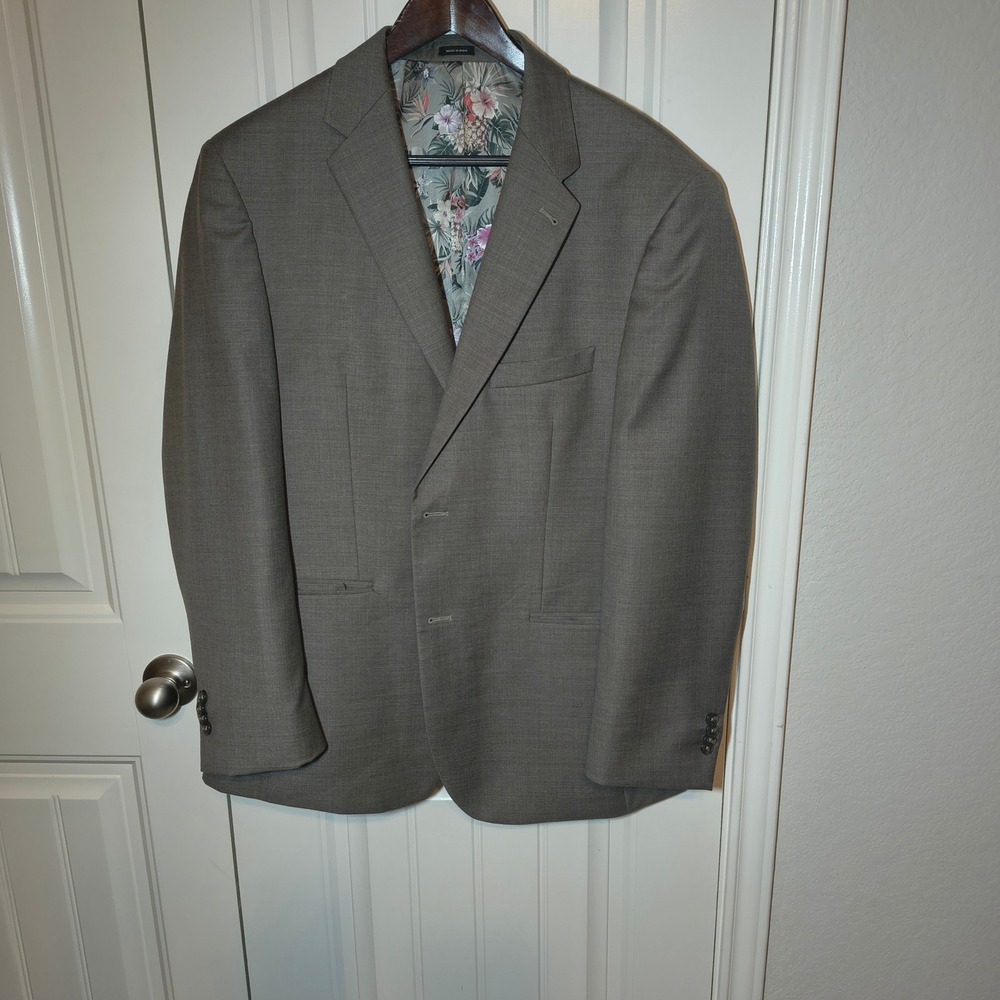 Jos A Bank 1905 Custom Made Blazer Gray Tropical Floral Lining Sport Coat Mens